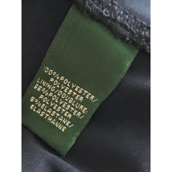 Lauren Ralph Lauren Navy Lace Evening Dress Midi Cap Short Sleeve Waist Size 18 - Picture 9 of 9